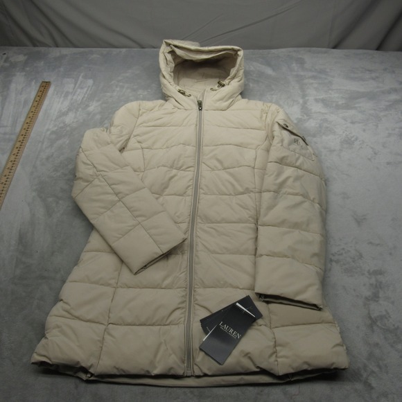 Lauren Ralph Lauren Down Jacket Womens Small Cream Packable Lightweight Puff NWD - Picture 2 of 16